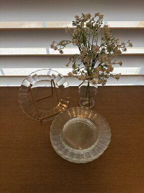 VTG Duralex France Scalloped Glass Dessert Plates Set/8